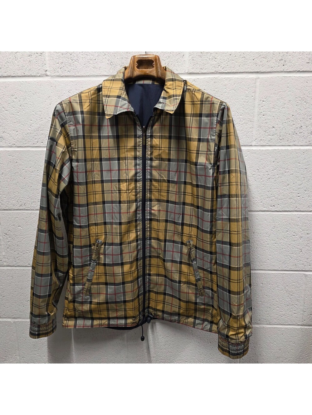 Barbour Men’s Jacket Reversible Plaid Checkered Windbreaker Waterproof M 24*32